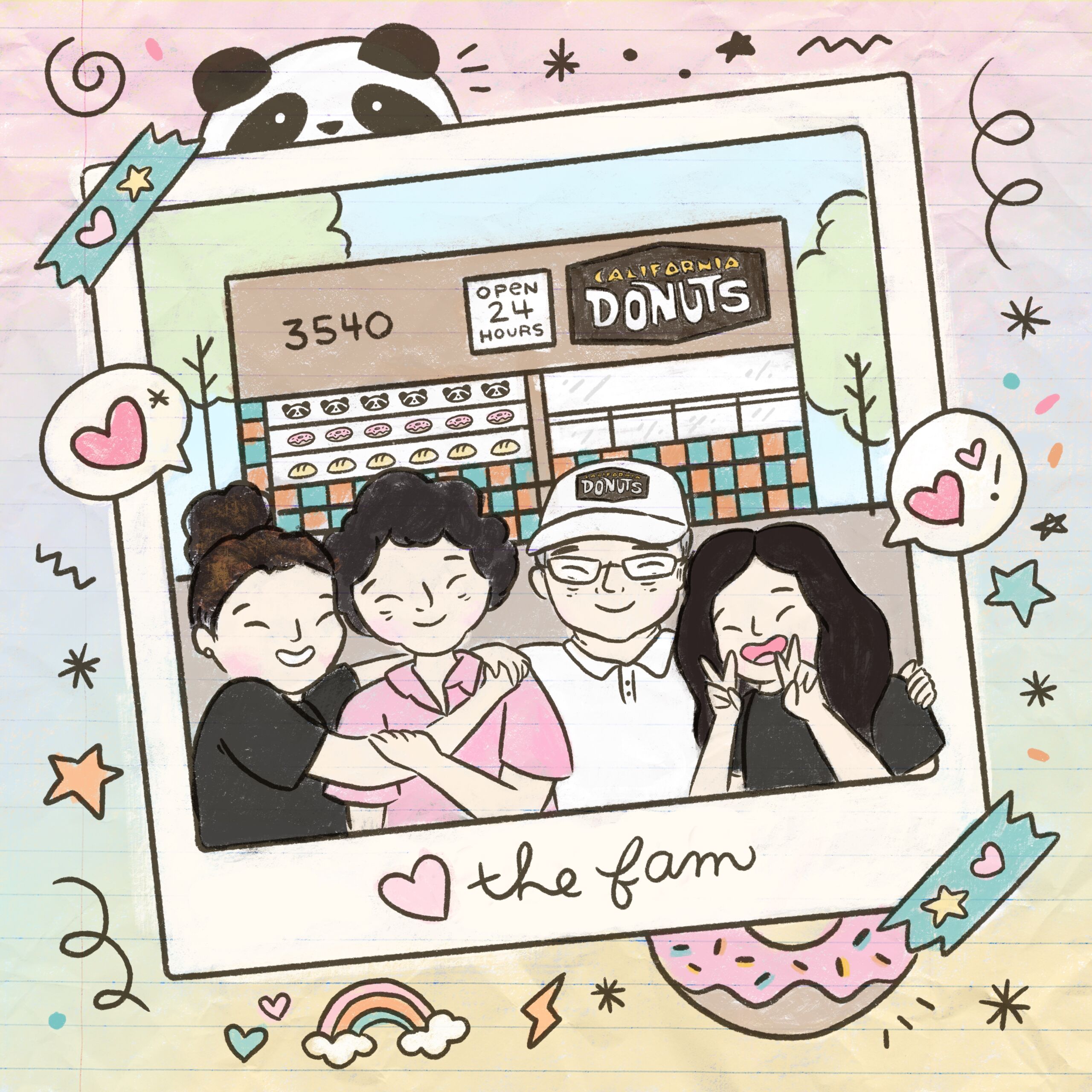 CA Donuts - Family Illustration [by cheeryhumanstudio]